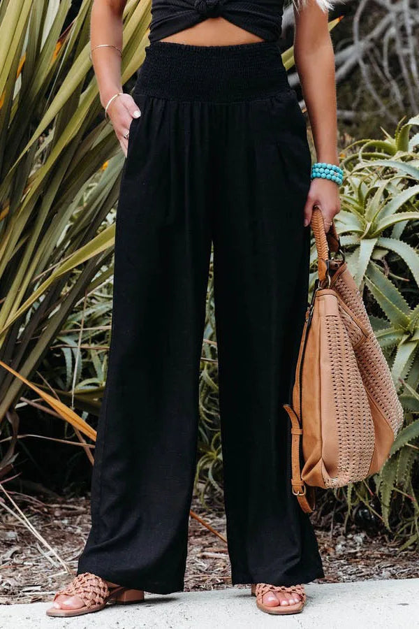 Pantalon ample décontracté pour femme, taille mi-haute avec cordon de serrage, style européen et américain, idéal pour la plage au printemps et en été