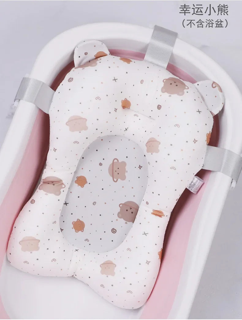 Tapete de soporte para bañera de bebé recién nacido – Cojín de baño plegable antideslizante para bebés, almohadilla de bañera de seguridad con diseño de dibujos animados para baby shower, soporte cómodo para lactancia y baño