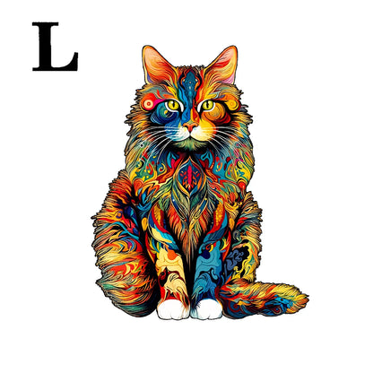 Rompecabezas de madera con diseño único de gato – Juguete rompecabezas con formas irregulares de animales, juego de ocio, decoración creativa para el hogar y regalo de Halloween, Navidad, cumpleaños