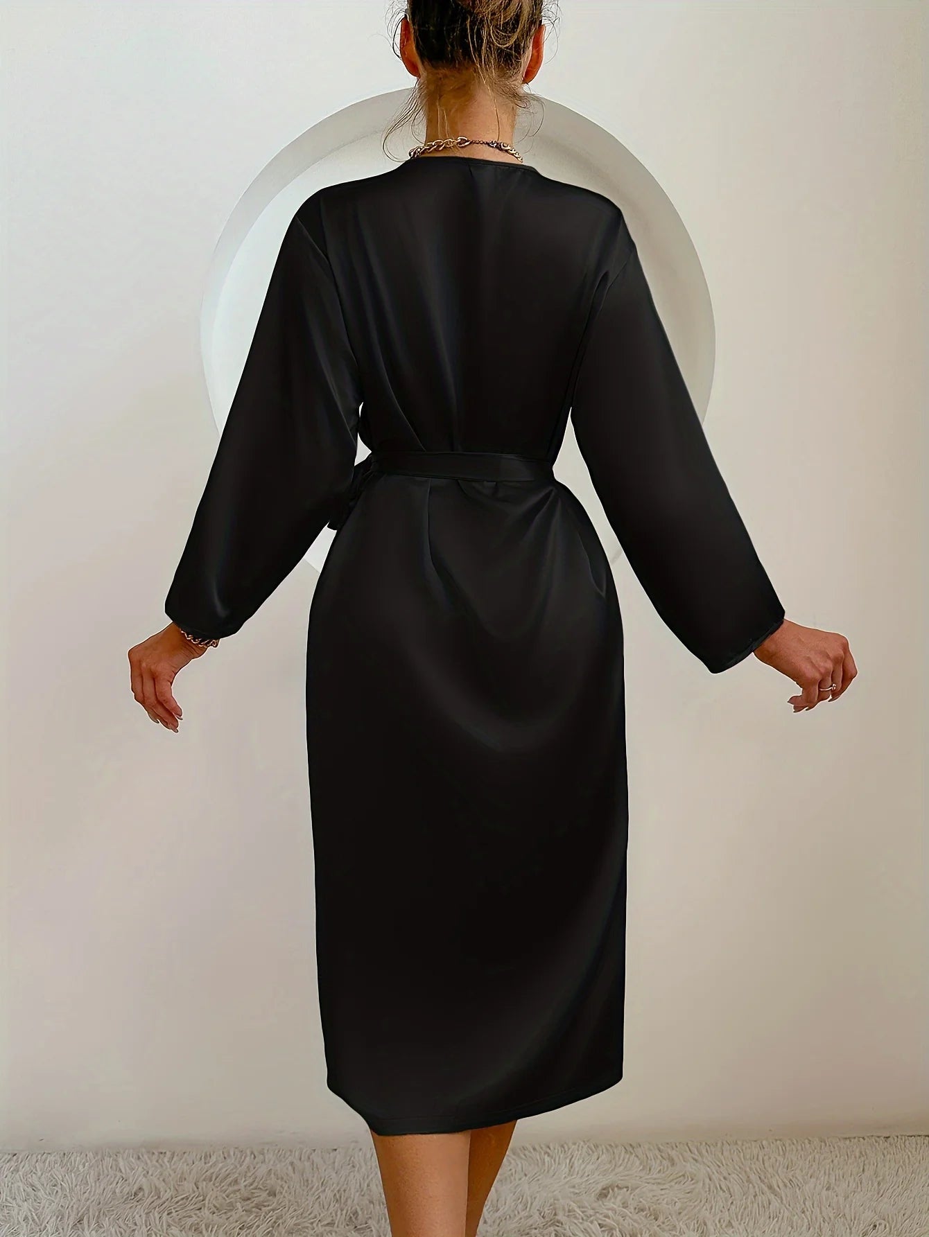 Women’s Satin Robe – Belted Elegant Solid Color Silky Comfort Bathrobe Loungewear