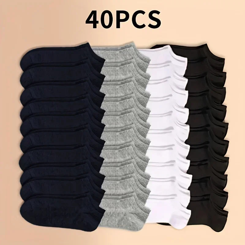 10/20/40 Pairs Unisex Cotton Ankle Socks – Soft Low Cut Everyday Socks for Men & Women