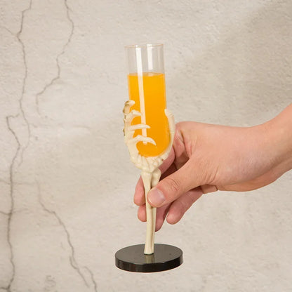 Halloween Skeleton Hand Goblet – Retro Plastic Champagne Flute with Skull Hand Arm Design for Halloween Party, Bar & Table Decor