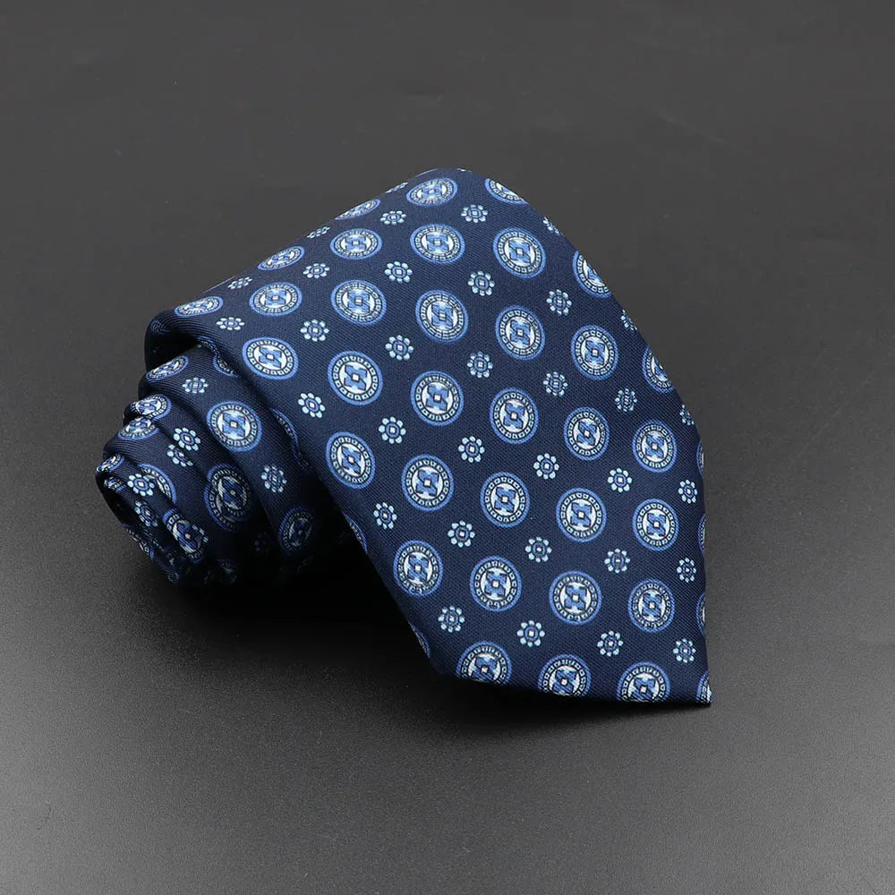 Men's 7.5cm Soft Silk Necktie – Floral & Dot Pattern Tie for Weddings, Business, Parties & Formal Wear