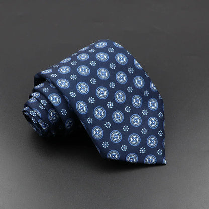 Men's 7.5cm Soft Silk Necktie – Floral & Dot Pattern Tie for Weddings, Business, Parties & Formal Wear