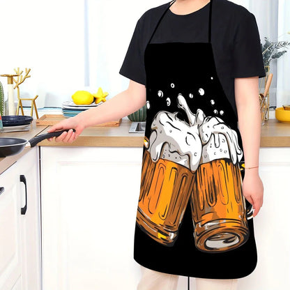 1PC Beer Festival Kitchen Apron – Creative Beer Mug Print Durable Cooking & Chef Apron for Home Cleaning, 50×70CM