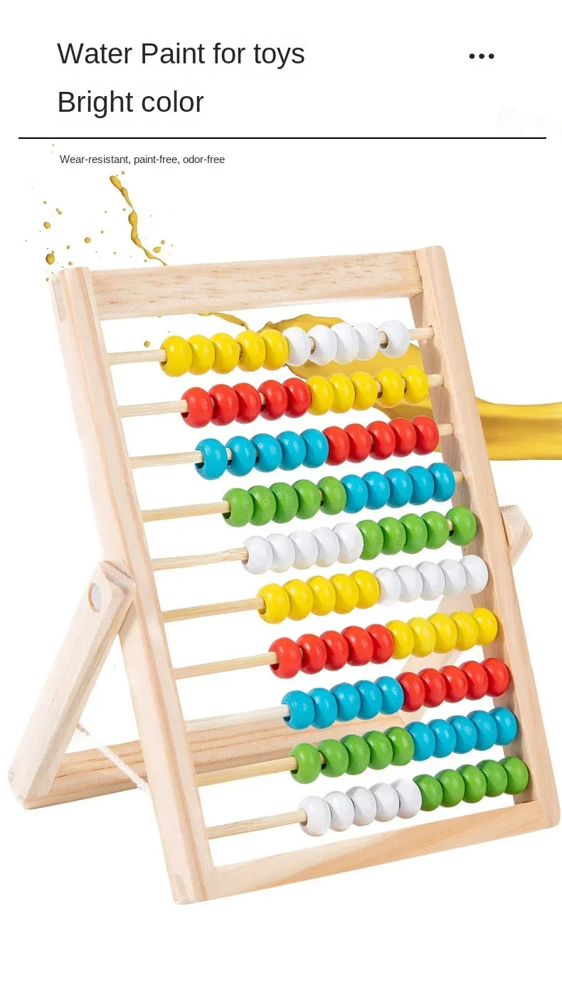 Classic Wooden Counting Toy – 100 Beads Montessori Abacus, Preschool Math Learning Toy, Number Arithmetic Practice Board, Early Education Gift for Toddlers