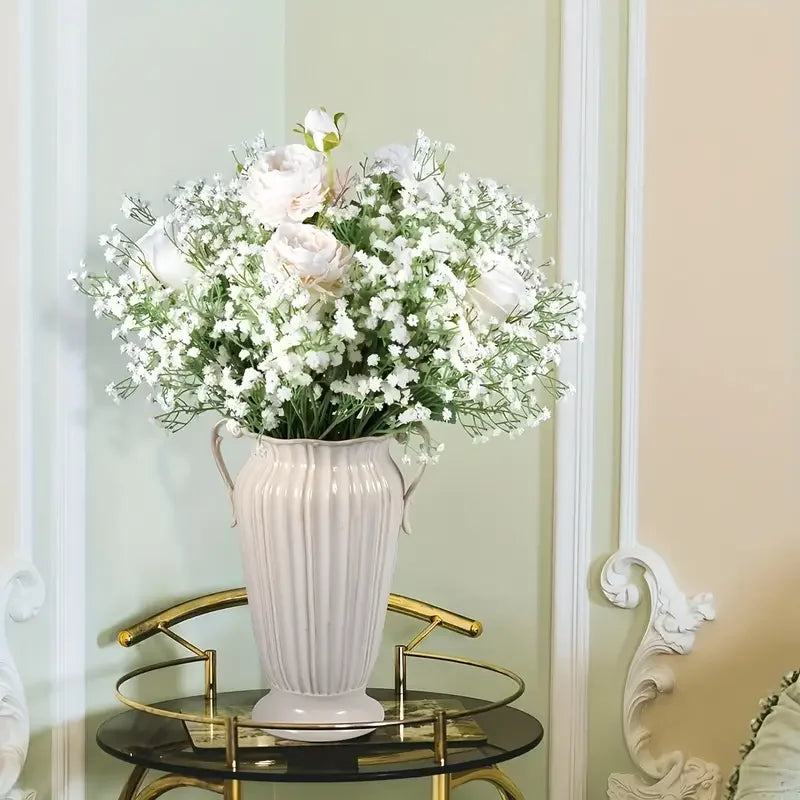 90 unidades de flores artificiales de paniculata de tacto real – Ramo de gypsophila sintética resistente a la oxidación con tallos | Decoración para el hogar, la oficina y bodas