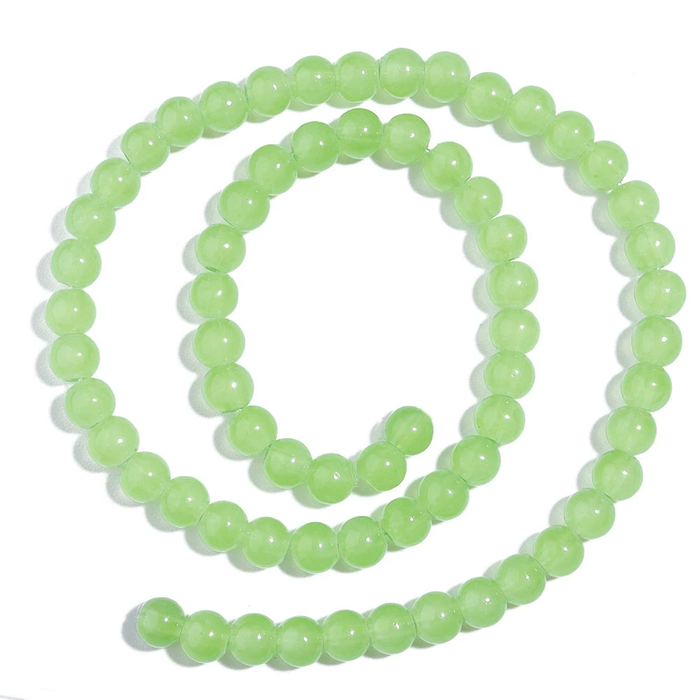 1 brin de perles de verre unies 6/8mm – Perles rondes intercalaires lâches pour la fabrication de bijoux DIY, bracelets faits main, colliers et accessoires d'artisanat