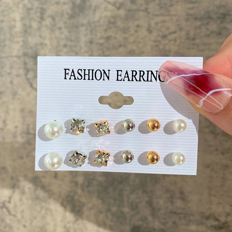 Boucles d'oreilles créoles dorées grand cercle pour femmes, ensemble bohème vintage, perle, cœur, zircon, clous, bijoux cadeau