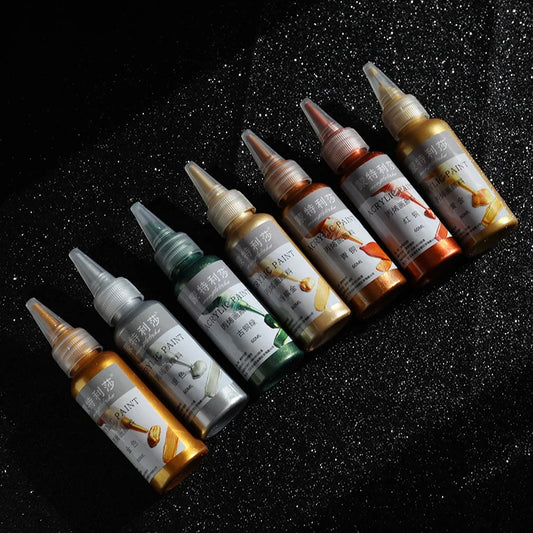 Pintura Acrílica Oro Metálico de 60 ml - Pigmento Impermeable DIY para Proyectos de Arte y Manualidades
