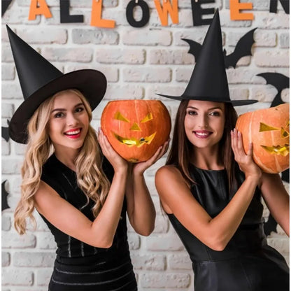 Halloween Witch Hat – Black & White Wizard Cap for Kids, Cosplay Party Costume Accessory, Home Hanging Decoration & Festival Favor