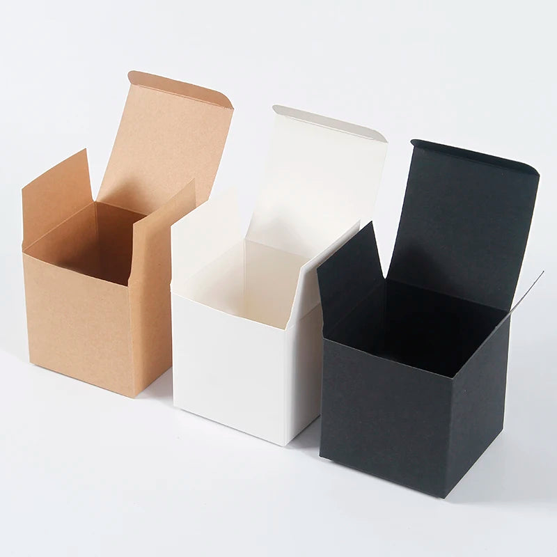 20/50PCS Cajas de Regalo Kraft – Cajas Plegables de Cartón Blancas y Negras para Recuerdos de Bodas, Caramelos y Empaques