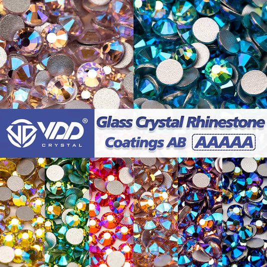 VDD AAAAA AB Diamantes de imitación de cristal plano – Piedras de pegamento de cristal multicolor para arte de uñas, manualidades y decoraciones de bricolaje