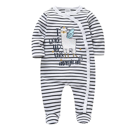 Spring Baby Boy Cotton Romper – Blue Bear Print Knit Jumpsuit & Newborn Overalls Pajamas, Soft Casual Outfit for Infants & Toddlers