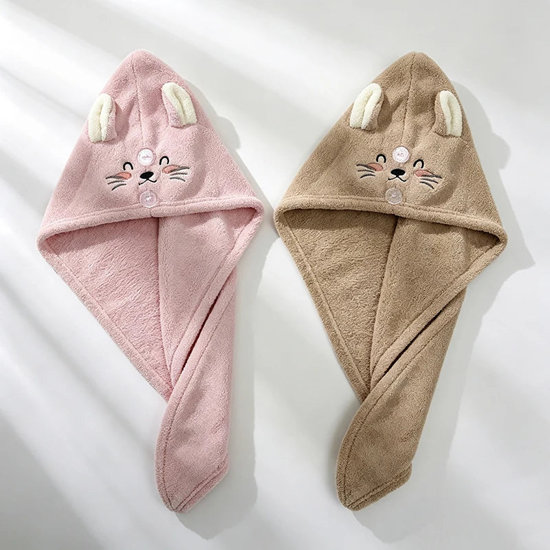 Cute Microfiber Hair Towel Wrap – Quick-Dry Strong Absorbent Head Towel for Girls & Women, Hair Drying Towel GFMJ03