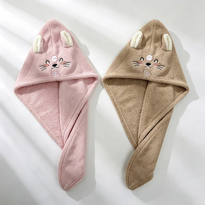 Cute Microfiber Hair Towel Wrap – Quick-Dry Strong Absorbent Head Towel for Girls & Women, Hair Drying Towel GFMJ03