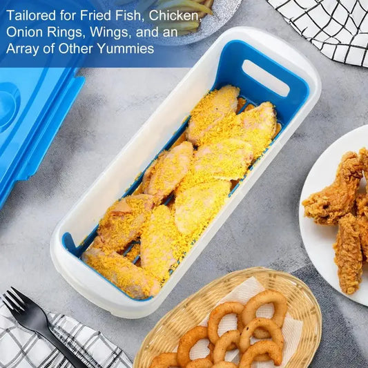 Recipiente mezclador para empanar pescado – Bandeja para rebozar con tapa para alitas de pollo, pescado, verduras y frituras