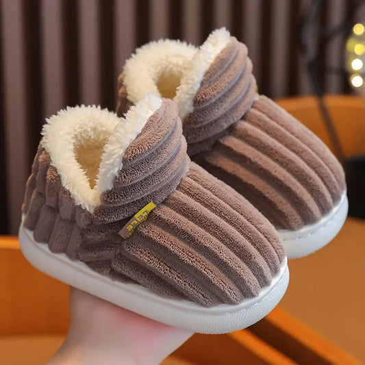 Pantuflas de algodón de invierno para hombres, mujeres y niños, cálidas, de felpa, antideslizantes y de suela blanda para casa