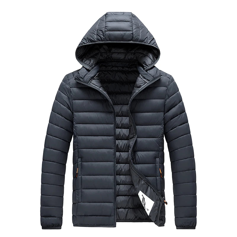Men’s 8XL Winter Parka Jacket – Warm Waterproof Hooded Coat with Detachable Hood, Casual Autumn & Winter Outerwear