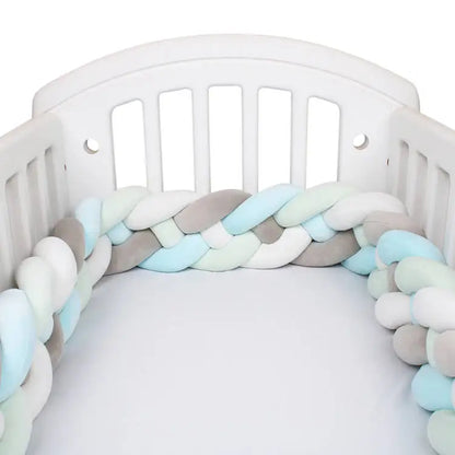 Protector de cuna trenzado hecho a mano – Cojín de cuna anudado suave para cunas, decoración de guardería y protección de bordes (1M–3.6M)