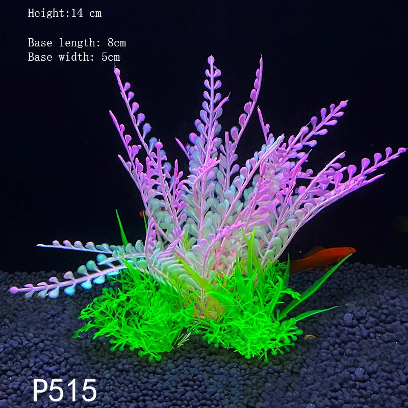 Artificial Underwater Aquarium Plants – Plastic Aquatic Fake Shrubs & Green Water Grass for Fish Tank Landscaping, Realistic Simulated Decor