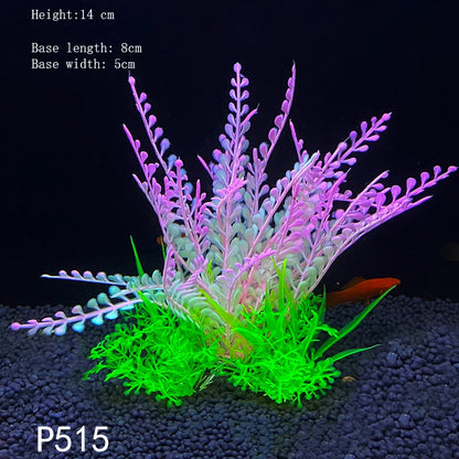 Artificial Underwater Aquarium Plants – Plastic Aquatic Fake Shrubs & Green Water Grass for Fish Tank Landscaping, Realistic Simulated Decor