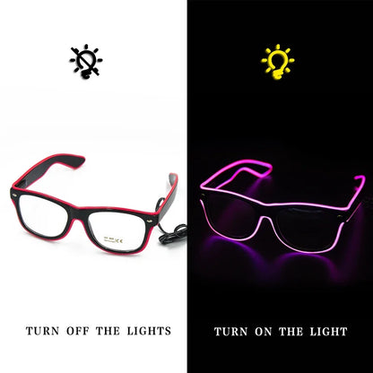 LED EL Wire Light-Up Glasses – Flashing Neon Party Sunglasses for Festivals, Raves & Cosplay