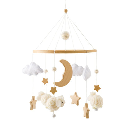 Baby Wooden Bed Bell Bracket – Newborn Crib Mobile Stand for 0-12 Months, Wooden Hanging Toy Holder with Crochet Bed Bell Rattle, Infant Nursery Decoration & Sensory Baby Toy Accessory