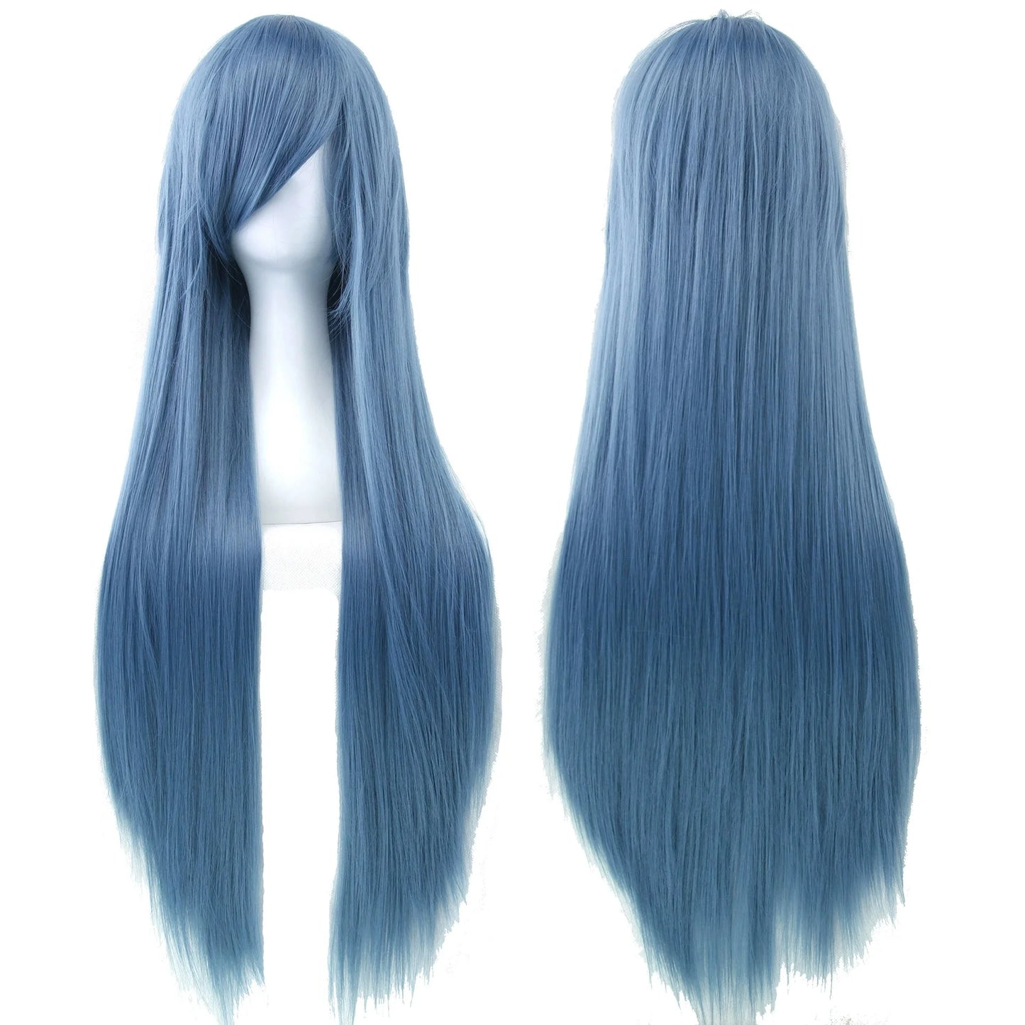 80cm Long Straight Multicolor Heat-Resistant Synthetic Cosplay Wig – Anime Halloween Party Costume Hairpiece