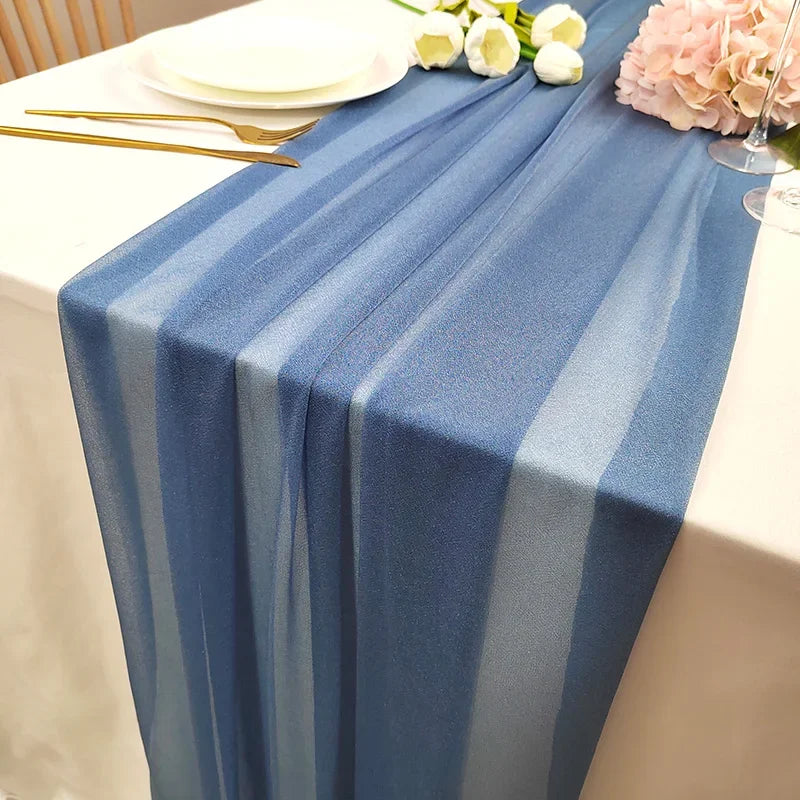 Camino de mesa de gasa - Decoración de arco de boda de tela de seda transparente | Decoración de mesa bohemia para cumpleaños y eventos