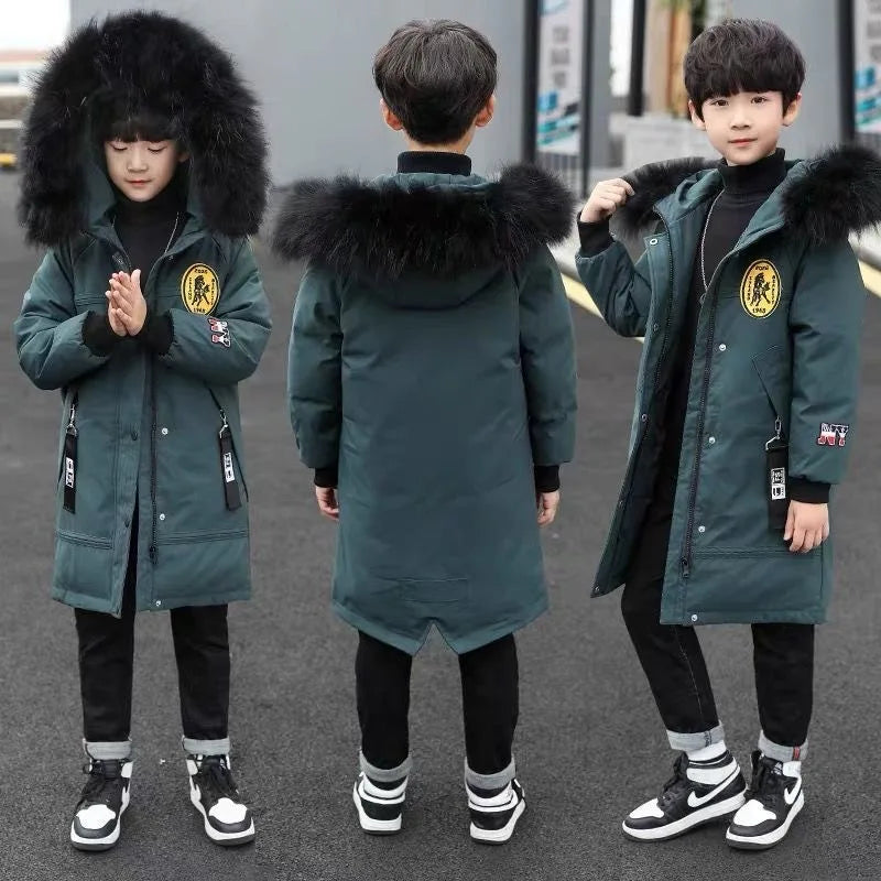 2026 Kids Winter Jacket, Thick Cotton-Padded Hooded Coat for Toddler Boys and Teens, Warm Down-Style Parka for Children