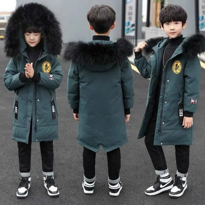 2026 Kids Winter Jacket, Thick Cotton-Padded Hooded Coat for Toddler Boys and Teens, Warm Down-Style Parka for Children