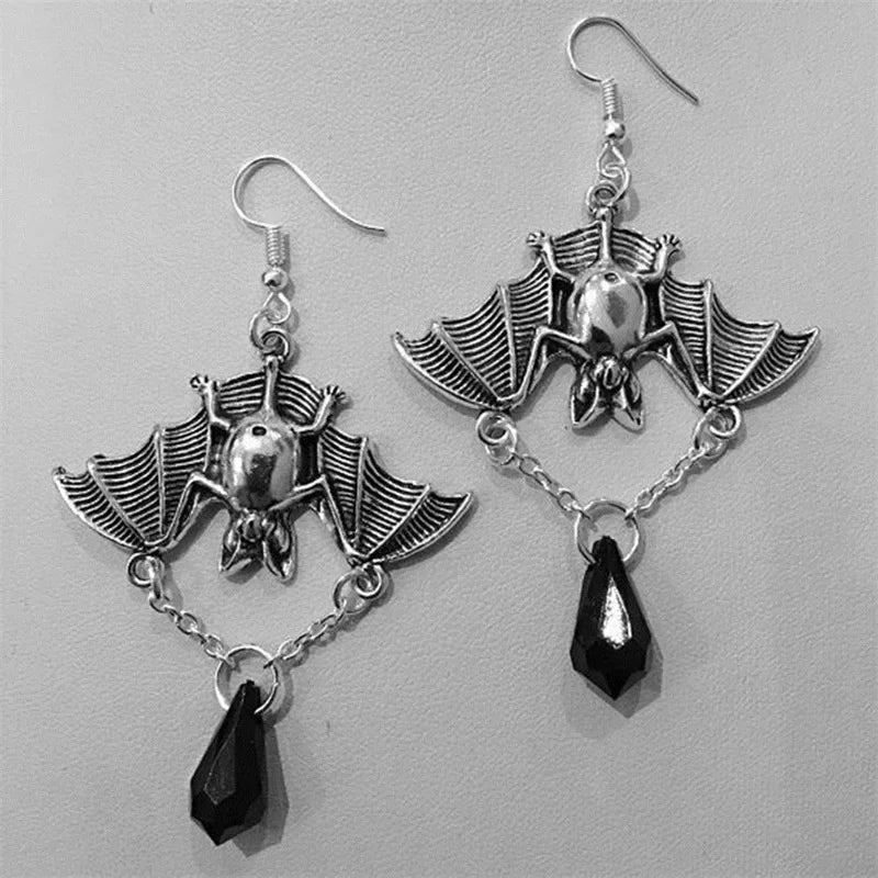 Gothic Bat Zircon Earrings – Dark Night Punk Rock Hip Hop Jewelry for Men & Women, Fashion Statement Earrings & Alternative Accessories
