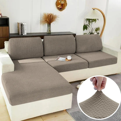 Stretch Jacquard Sofa Seat Cushion Cover – Washable Furniture Protector for Sectional & Loveseat Sofas