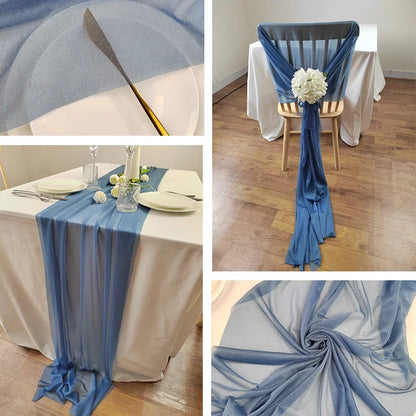 Camino de mesa de gasa - Decoración de arco de boda de tela de seda transparente | Decoración de mesa bohemia para cumpleaños y eventos