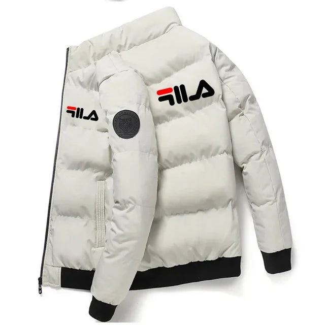 Men’s Short Winter Jacket – Thick Warm Windproof Coat with Zipper & Printed Design, Casual Outdoor Outerwear, Sizes M–5XL
