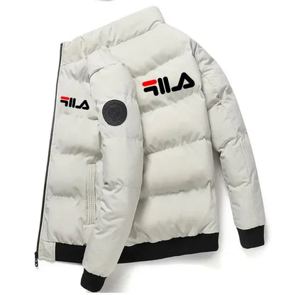Men’s Short Winter Jacket – Thick Warm Windproof Coat with Zipper & Printed Design, Casual Outdoor Outerwear, Sizes M–5XL