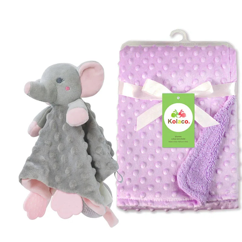 Couverture et doudou personnalisés avec prénom de bébé – Ensemble doux en minky à pois, 2-en-1, cadeau de naissance personnalisé pour garçons et filles