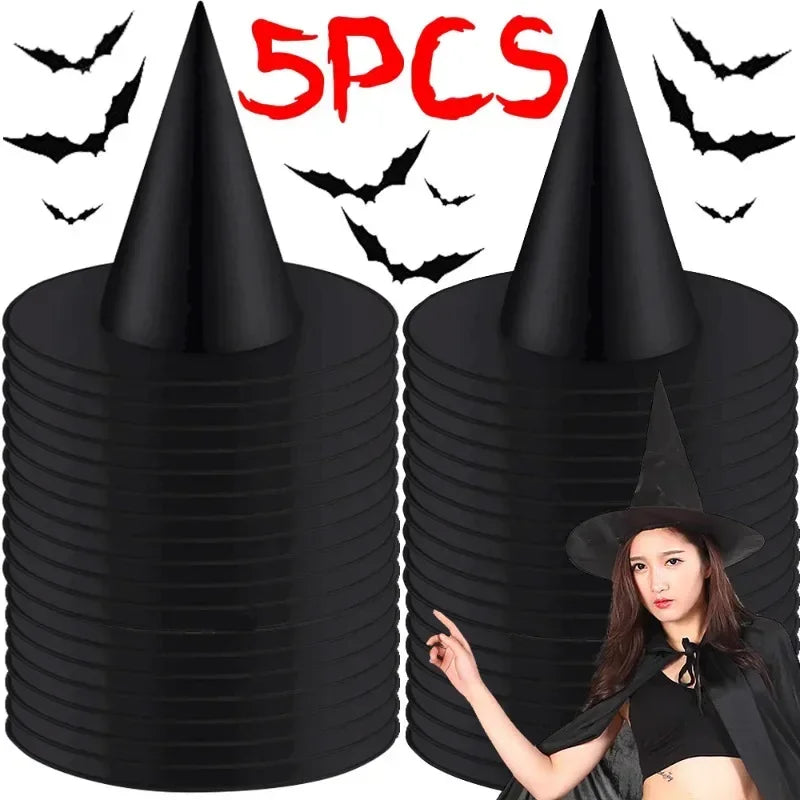 Halloween Witch Hat – Black & White Wizard Cap for Kids, Cosplay Party Costume Accessory, Home Hanging Decoration & Festival Favor
