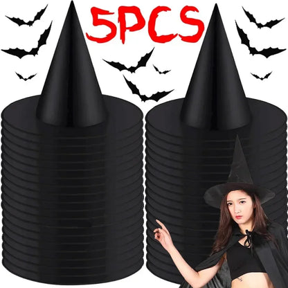 Halloween Witch Hat – Black & White Wizard Cap for Kids, Cosplay Party Costume Accessory, Home Hanging Decoration & Festival Favor