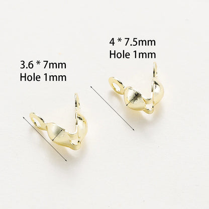 14K & 18K Gold Plated Double Hole Crimp End Clasp Beads – Open Cover Connector Beads for DIY Necklace & Jewelry Making