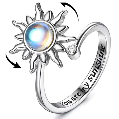 Anillo giratorio antiestrés de mariposa y flor con diamantes de imitación – Anillo giratorio antiansiedad para mujer | Joyería ajustable para aliviar el estrés