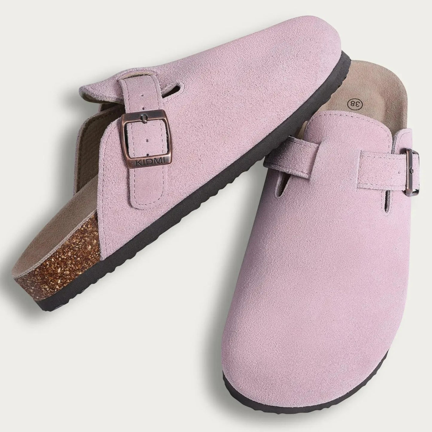 Zuecos de ante Crestar Cork – Zapatillas tipo mules unisex antideslizantes con soporte para el arco del pie