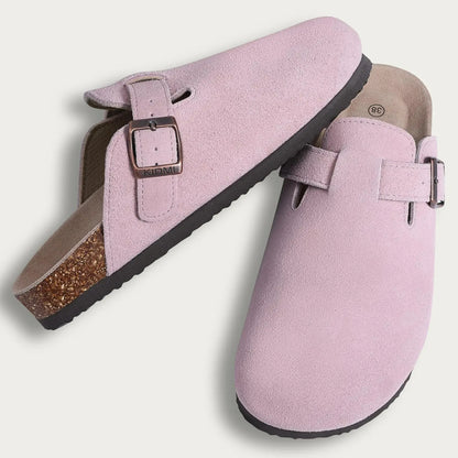 Zuecos de ante Crestar Cork – Zapatillas tipo mules unisex antideslizantes con soporte para el arco del pie