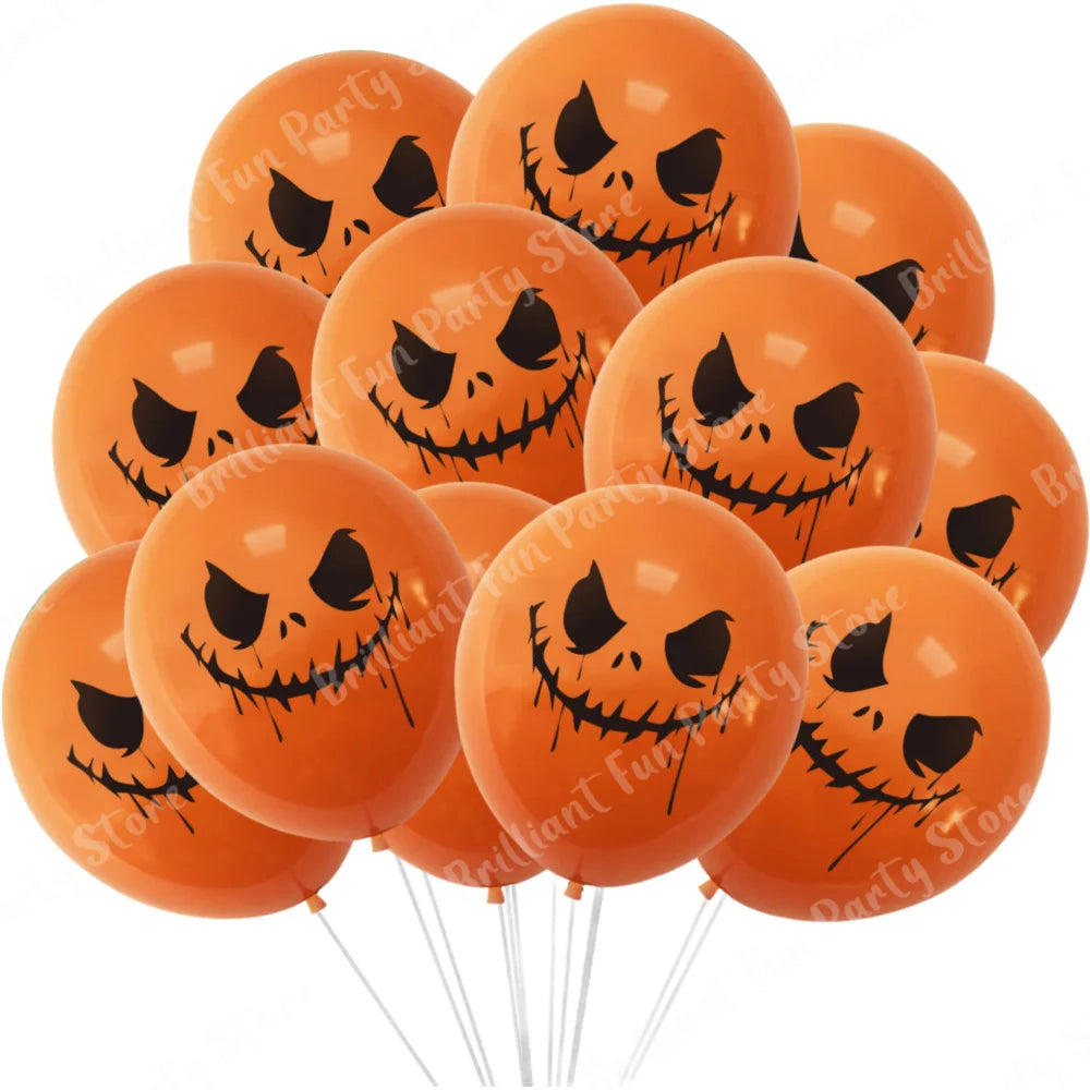 12-Inch Halloween Latex Balloons – Black, Orange, White & Pink Balloons for Halloween Parties, Holiday Events, Party Favors & Decorations