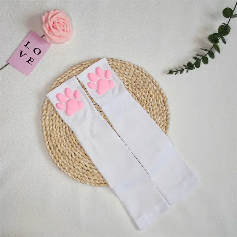 Cute 3D Cat Paw Fingerless Gloves – Soft Silicone Paw Sleeves for Women | Kawaii Sun Protection Fashion Accessory