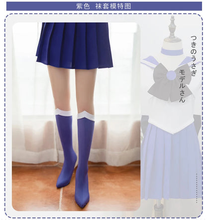 Tsukino Usagi Cosplay Costume Set – Outfit Props with Stocking Socks (Anime Character Dress-Up for Christmas, Halloween, Carnival & Party Events)