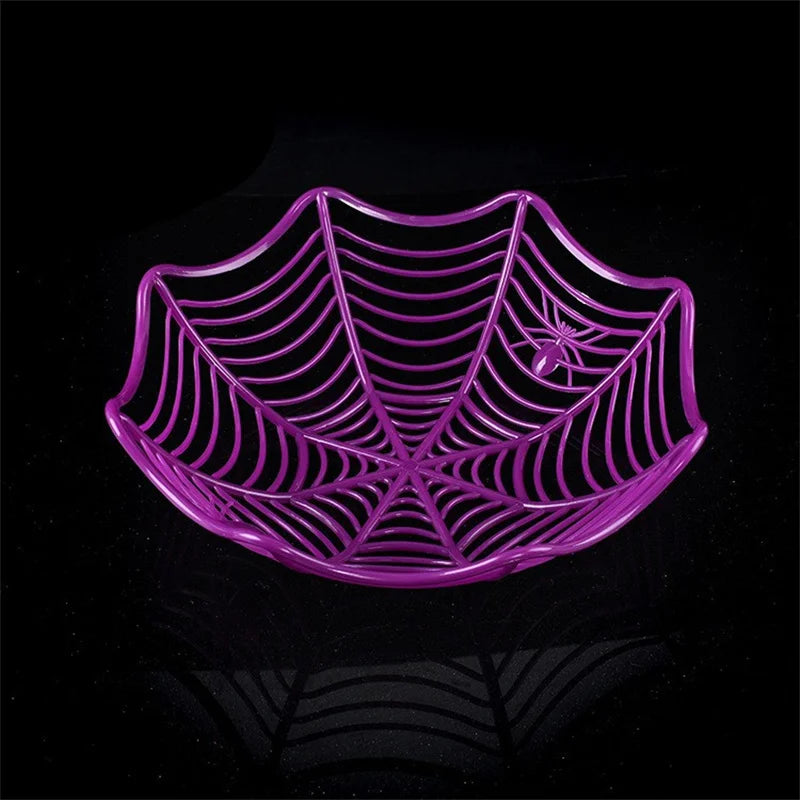 1/3/9PCS Halloween Spider Web Fruit Basket, Halloween Snack and Candy Serving Tray, Decorative Fruit Storage Plate, Spooky Party Tableware and Holiday Home Decoration