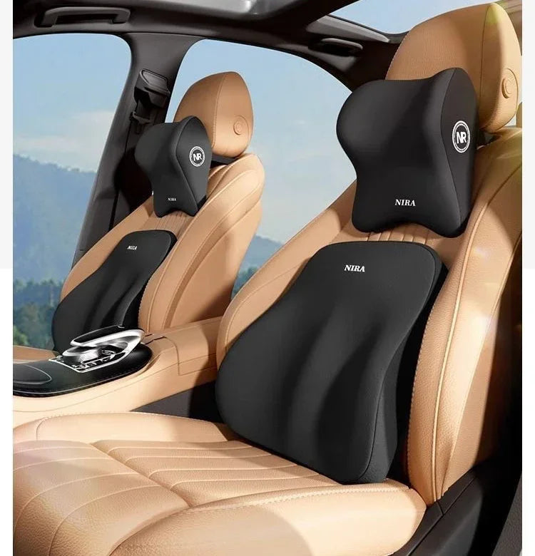 Ensemble coussin appui-tête et support lombaire en mousse à mémoire de forme pour voiture – Oreiller universel cou et dos pour un confort de conduite