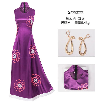 One Piece Boa Hancock Cosplay Costume – Purple Kimono Cheongsam Dress & Cloak